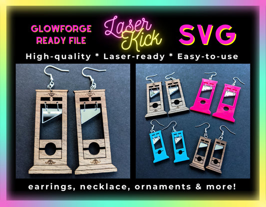 Guillotine Earrings SVG Lasercutting Glowforge File - Digital Download ONLY