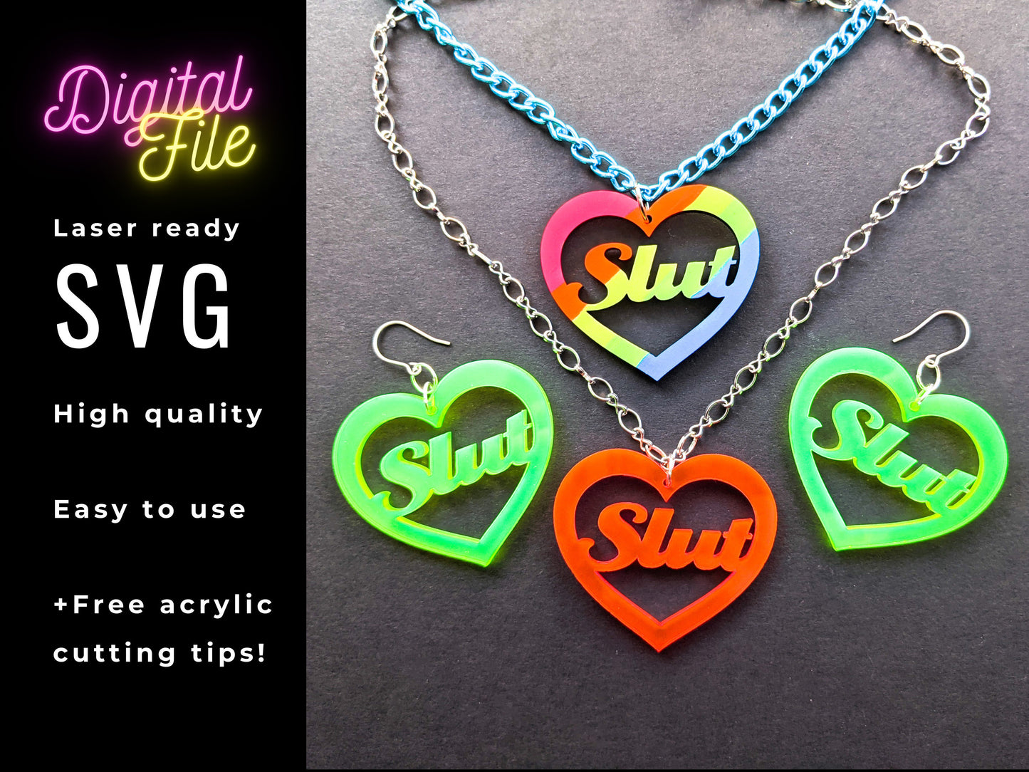 Slut Jewelry SVG Lasercutting Glowforge File - Digital Download ONLY