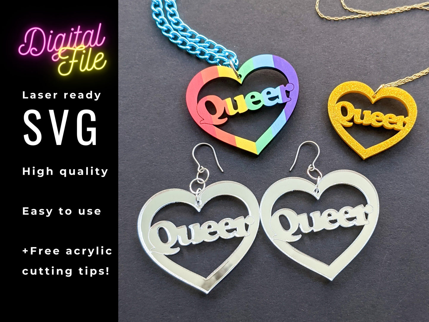 Queer Love SVG Lasercut Glowforge File - Digital Download ONLY