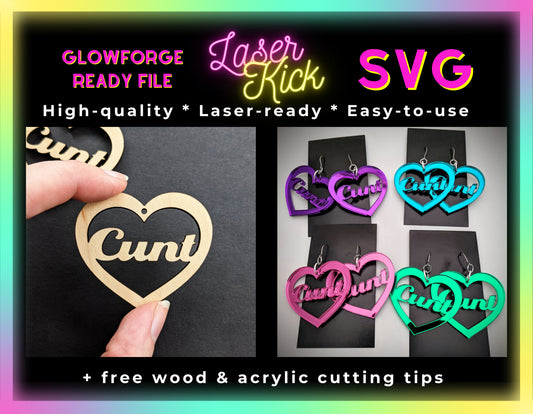 Cunt Earrings SVG Lasercutting Glowforge File - Digital Download ONLY