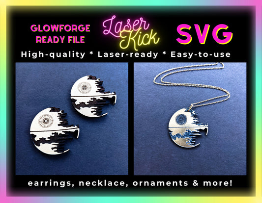 Deathstar Star Wars Jewelry SVG Lasercut Glowforge File - Digital Download ONLY