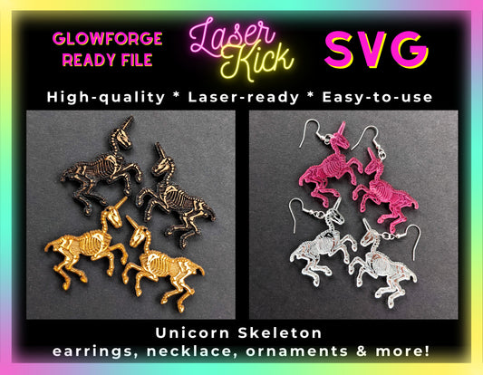 Unicorn Skeleton SVG Lasercut Glowforge File - Digital Download ONLY