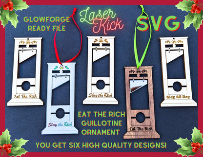 Guillotine Holiday Ornament SVG Lasercutting Glowforge File - Digital Download ONLY